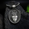Christian Jesus Sacred Heart Medal Round Cross Pendant Necklace Men's Catholic Religious Pendant Chain Necklace