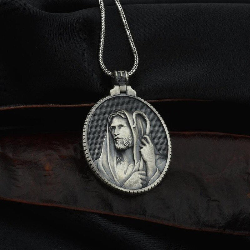 Christian Jesus Savior Shepherd Pendant Men's Vintage Necklace