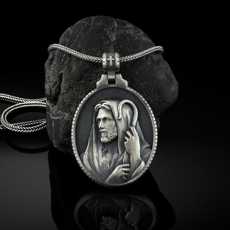 Christian Jesus Savior Shepherd Pendant Men's Vintage Necklace