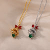 Christmas Bell Pendant Necklace for Women Cubic Zirconia Stainless Steel Necklaces 2023 Trend Christmas Aesthetic Jewelry Gifts