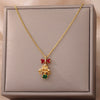 Christmas Bell Pendant Necklace for Women Cubic Zirconia Stainless Steel Necklaces 2023 Trend Christmas Aesthetic Jewelry Gifts