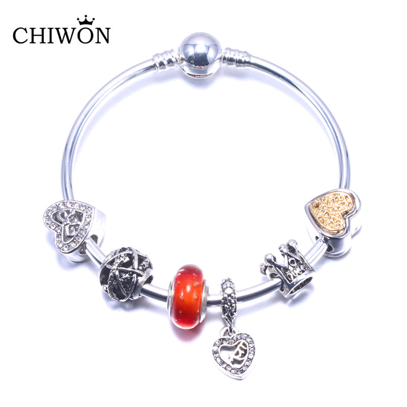 Christmas Gift 925 Antique Silver Charms Beads Fit Original Bracelet & Bangle with Daisy Heart Charm Bracelet for Women Jewelry