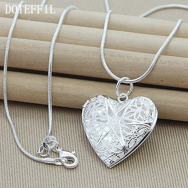 Christmas Gift 925 Sterling Silver Photo Frame Pendant Necklace Woman Charm / Classic Statement Necklace Fine Jewelry Wholesale