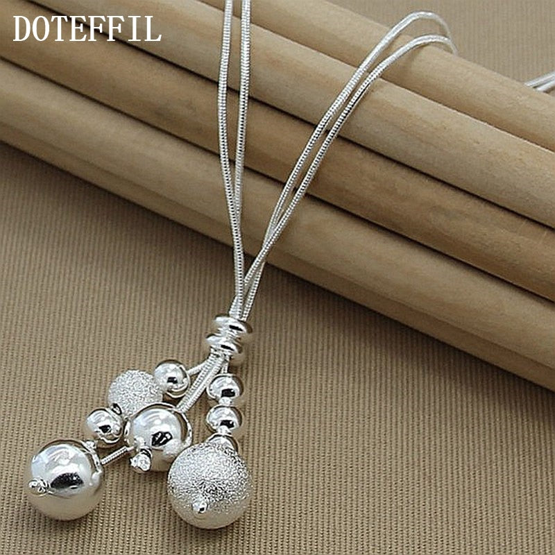Christmas Gift 925 Sterling Silver Snake Chain Necklace Glossy / Matte Beads Woman Charm Necklace Fine Jewelry Wholesale