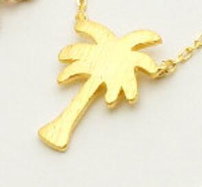 Christmas Gift Jewelry Tattoo Choker Palm Tree metal alloy plated Gold Silver Simple Chain Coconut Palm Tree Pendant Necklaces