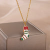Christmas Sock Pedant Necklace for Women Stainless Steel Clavicle Chains Necklaces Lucky Christmas Jewerly Gifts collares mujer
