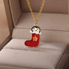 Christmas Sock Pedant Necklace for Women Stainless Steel Clavicle Chains Necklaces Lucky Christmas Jewerly Gifts collares mujer