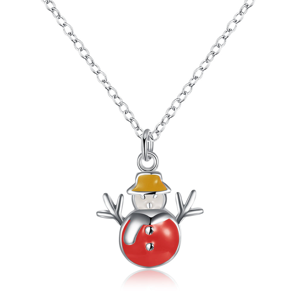 Christmas Theme Red Snowman Pendant Chains and Necklaces Jewelry Wholesale For Women Necklace Hot Christmas Gift