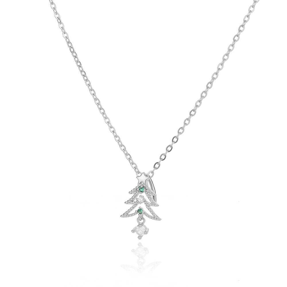 Christmas Tree Pendant Necklace for Women Stainless Steel Gold Color Zircon Necklaces 2023 Trend Christmas Jewelry collares