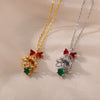 Christmas Tree Pendant Necklace for Women Stainless Steel Gold Color Zircon Necklaces 2023 Trend Christmas Jewelry collares