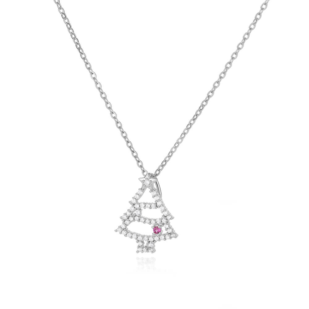 Christmas Tree Pendant Necklace for Women Stainless Steel Gold Color Zircon Necklaces 2023 Trend Christmas Jewelry collares
