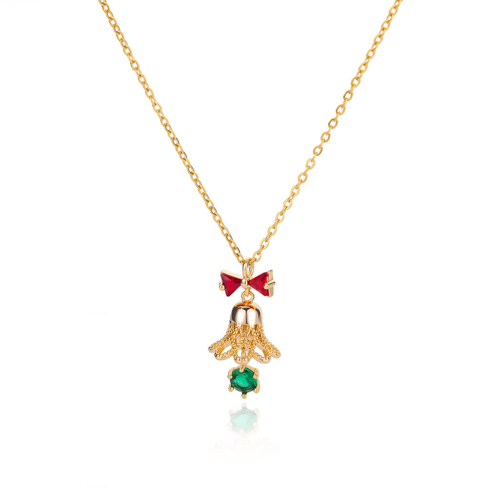 Christmas Tree Pendant Necklace for Women Stainless Steel Gold Color Zircon Necklaces 2023 Trend Christmas Jewelry collares