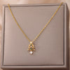 Christmas Tree Pendant Necklace for Women Stainless Steel Gold Color Zircon Necklaces 2023 Trend Christmas Jewelry collares