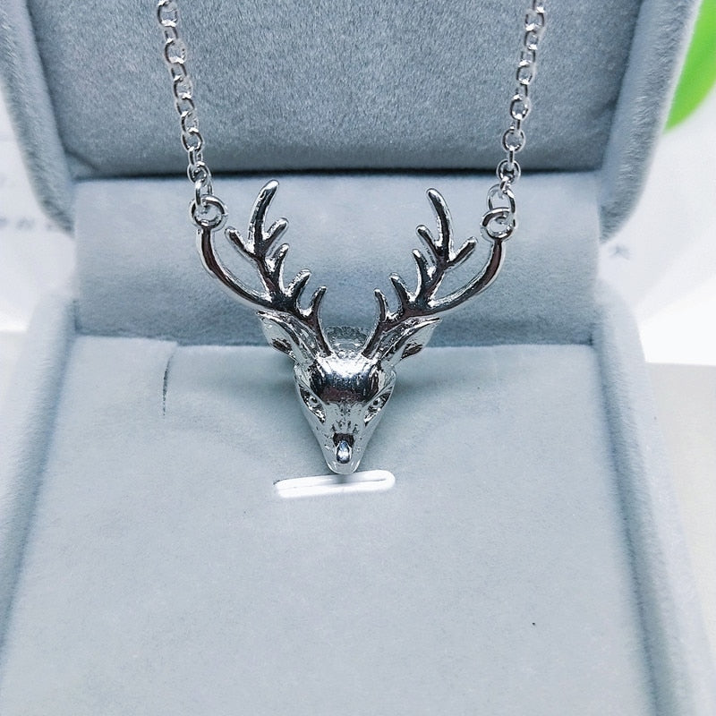 Christmas deer necklace for women female antler elk pendant long woolen chain fashion accessories manufacturers