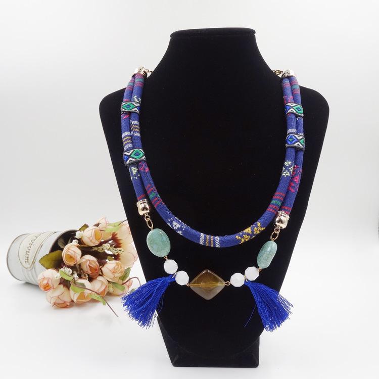 Chunky Bib Pendant Chain Tribal Ethnic Incan Layered Tassel Statement Necklace Handmade Vintage Summer Neacklace Choker Fashion