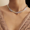 Chunky Cuban Link Chain Choker Necklace Exaggerated Geometric Asymmetric Contrast Gold Silver Color Clavicle Collar Collier