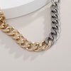 Chunky Cuban Link Chain Choker Necklace Exaggerated Geometric Asymmetric Contrast Gold Silver Color Clavicle Collar Collier