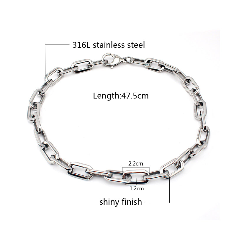 Chunky Link Chain Necklaces Fashion Jewelry Women Men Stainless Steel Fl O Chain Silver Color
