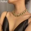 Chunky Punk Choker Women Necklace Miami Gold Color Cuban Chain Men Necklace Collar Thicken HipHop Rock Cool Lovers Jewelry