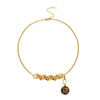 Chunky Women Choker Necklace Stainless Steel Hug Chain Baroque Pearl ID Engraved Coin Charm Pendant for Girls Gold Color Jewelry