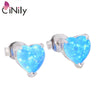 Authentic. Soild 925 Sterling Silver Created Blue White Fire Opal Wholesale for Women Jewelry Gift Stud Earrings SE016-17