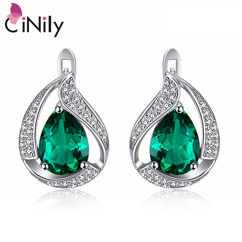 Authentic. Solid 925 Sterling Silver Created Emerald Cubic Zirconia Hot Sale for Women Fine Jewelry Stud Earrings SE038