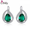 Authentic. Solid 925 Sterling Silver Created Emerald Cubic Zirconia Hot Sale for Women Fine Jewelry Stud Earrings SE038