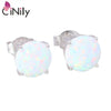 Authentic. Solid 925 Sterling Silver Created Multi-colors Fire Opal Wholesale for Women Jewelry Stud Earrings SE001-03
