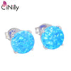 Authentic. Solid 925 Sterling Silver Created Multi-colors Fire Opal Wholesale for Women Jewelry Stud Earrings SE001-03