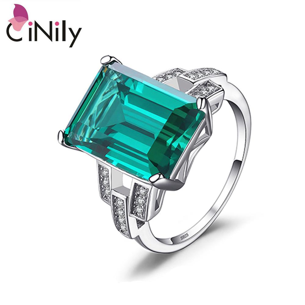 Authentic. Solid 925 Sterling Silver Created Ruby Emerald Sapphire for Women Fine Jewelry Wedding Ring Size 7-8 SR016-18