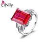 Authentic. Solid 925 Sterling Silver Created Ruby Emerald Sapphire for Women Fine Jewelry Wedding Ring Size 7-8 SR016-18