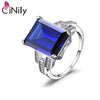 Authentic. Solid 925 Sterling Silver Created Ruby Emerald Sapphire for Women Fine Jewelry Wedding Ring Size 7-8 SR016-18