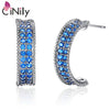 Authentic. Solid 925 Sterling Silver Created Sapphire for Women Fine Jewelry Engagement Wedding Stud Earrings 20mm SE047