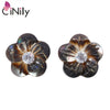 Authentic. Solid 925 Sterling Silver Natural Shell Cubic Zirconia Wholesale for Women Jewelry Stud Earrings 12mm SE033