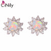 Soild 925 Sterling Silver Created Green White Fire Opal Cubic Zirconia Wholesale for Women Jewelry Stud Earrings SE020-21