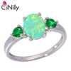 Solid 925 Sterling Silver Ring Created Green Fire Opal Green Quartz Wholesale 2020 for Women Jewelry Ring Size 7-8 SR002