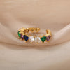 Cincin Hati Zirkon Warna-warni untuk Wanita Cincin Kristal Baja Tahan Karat Dapat Disesuaikan Terbuka Hadiah Perhiasan Pernikahan Pasangan Pesta Anillos