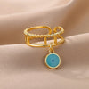 Cincin Mata Jahat Biru Turki untuk Wanita Cincin Jari Warna Emas Baja Tahan Karat Dapat Disesuaikan Terbuka 2023 Tren Perhiasan Estetika Beruntung