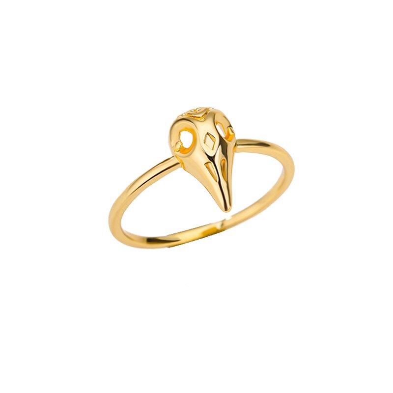 Cincin Tengkorak Kepala Burung untuk Wanita Baja Tahan Karat Warna Emas Cincin Pria Perhiasan Estetika Hewan Antik Anillo Hombre