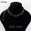 Circle Chain Choker Necklace Stainless Steel Rectangle Chain Link Chunky Necklace Hip Hop Jewelry Ins Statement Silver Color