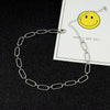 Circle Chain Choker Necklace Stainless Steel Rectangle Chain Link Chunky Necklace Hip Hop Jewelry Ins Statement Silver Color