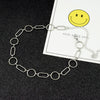 Circle Chain Choker Necklace Stainless Steel Rectangle Chain Link Chunky Necklace Hip Hop Jewelry Ins Statement Silver Color