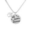 25mm Silver Color Charms All Paws Matter Pendant Chain Necklace Paw Dog Cat Footprint Jewelry For Rescue Pet Lovers Gifts