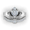 Claddagh Ring Heart 1ct Simulated Diamond ring Women Wedding jewelry gift Vintage 10K white Gold Plated Jeulias Drop shipping