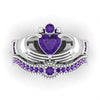 Claddagh Ring Heart 1ct Simulated Diamond ring Women Wedding jewelry gift Vintage 10K white Gold Plated Jeulias Drop shipping