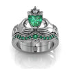 Claddagh Ring Heart 1ct Simulated Diamond ring Women Wedding jewelry gift Vintage 10K white Gold Plated Jeulias Drop shipping
