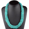 Claire Jin Small Beads Necklace Women Handmade Strand Twisted Bohemian Necklaces Ethnic Boho Jewelry Summer Accessories