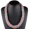 Claire Jin Small Beads Necklace Women Handmade Strand Twisted Bohemian Necklaces Ethnic Boho Jewelry Summer Accessories