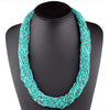 Claire Jin Small Beads Necklace Women Handmade Strand Twisted Bohemian Necklaces Ethnic Boho Jewelry Summer Accessories