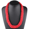 Claire Jin Small Beads Necklace Women Handmade Strand Twisted Bohemian Necklaces Ethnic Boho Jewelry Summer Accessories